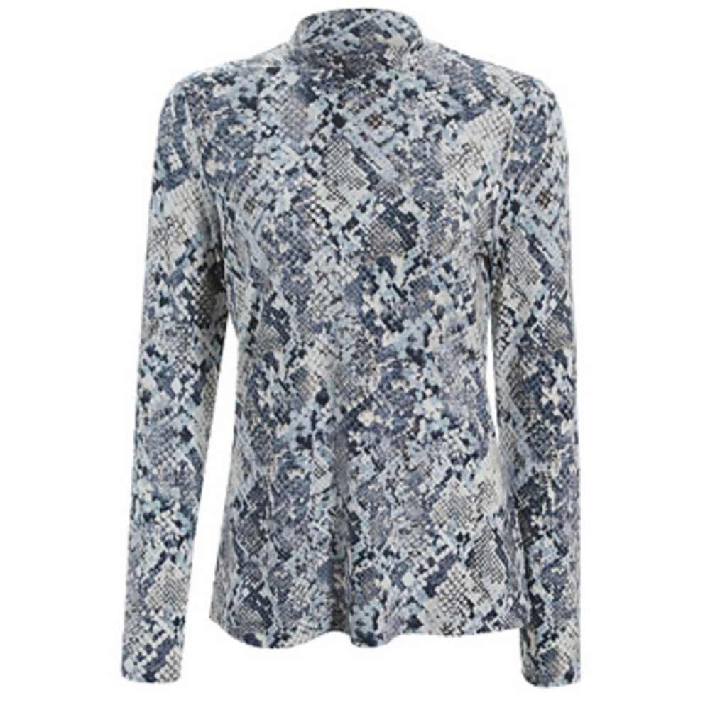 Snake Print Mock Neck from Liverpool 
Long sleeve soft knit top